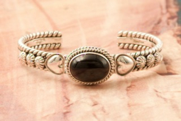 Artie Yellowhorse Genuine Black Onyx Sterling Silver Heart Bracelet